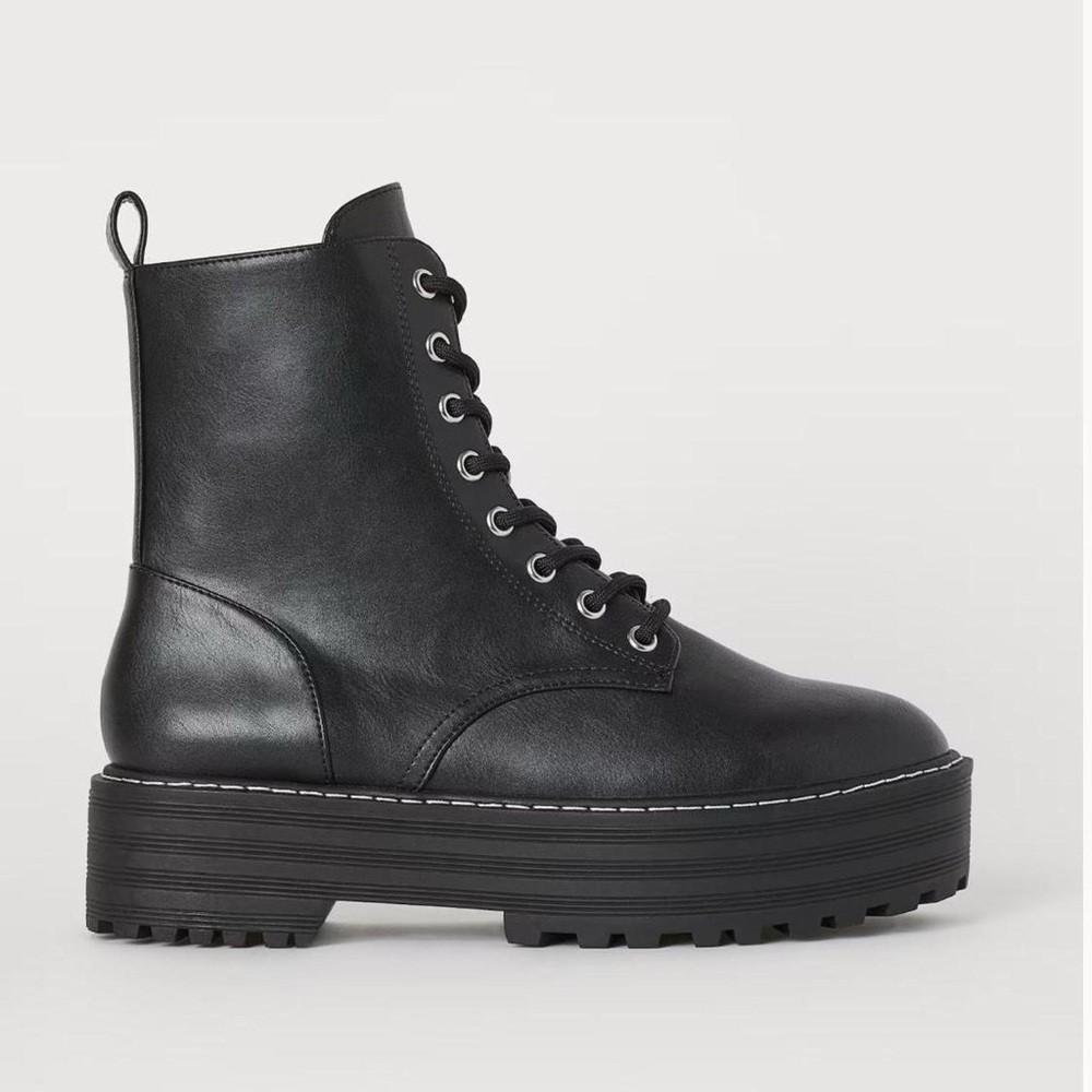 Black Lace-Up combat boots